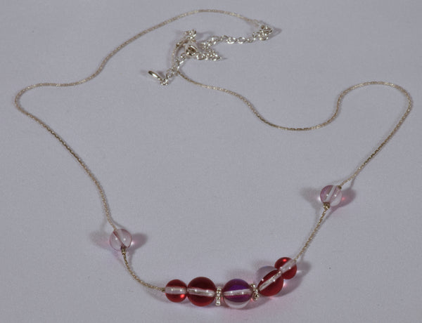 Mermaid glass, glowing  iridescent necklace-red-blue