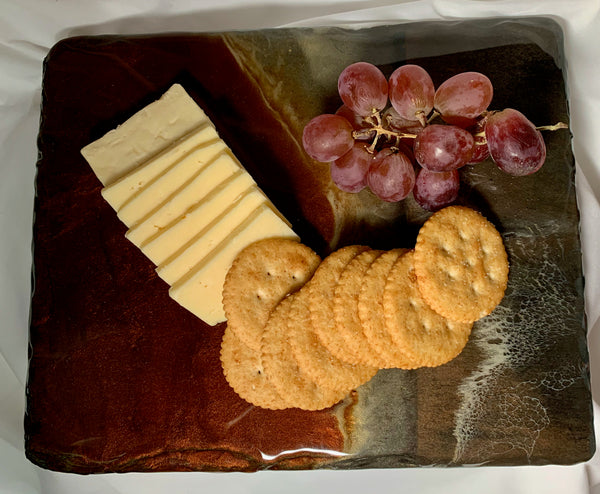 Slate serving tray - bronze and gold charcuterie