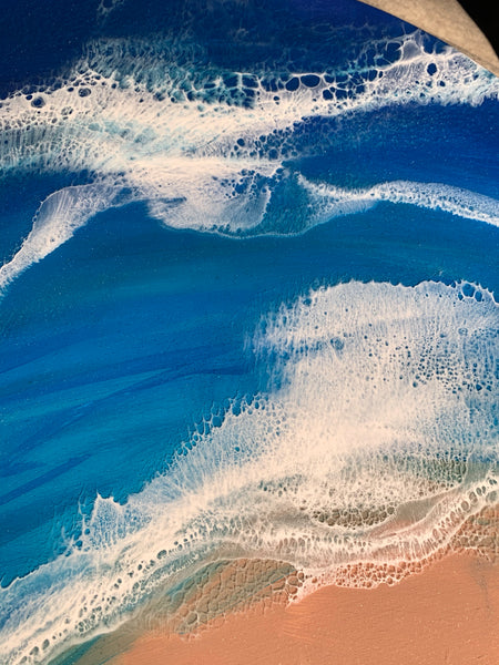 Ocean wave with sand dollar round charcuterie tray