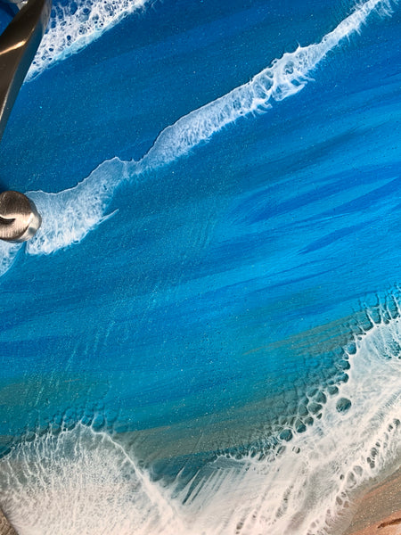 Ocean wave with sand dollar round charcuterie tray
