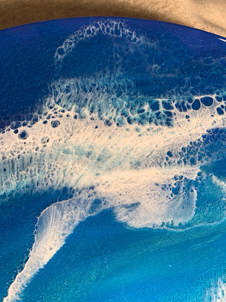 Ocean wave with sand dollar round charcuterie tray
