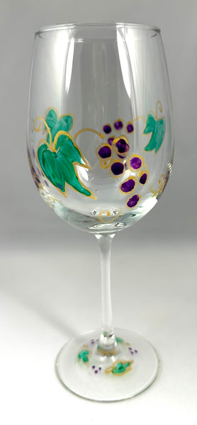 Hand painted grape vine wine glasses