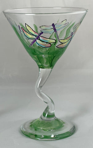 Hand painted dragonfly martini glasses