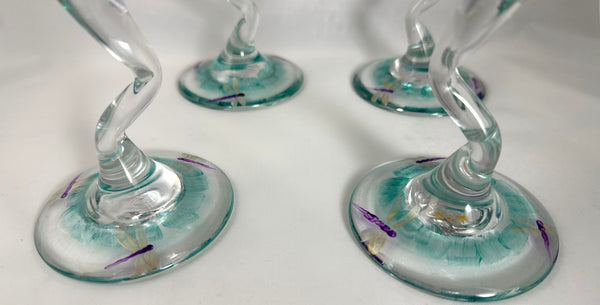 Hand painted Dragonfly martini glasses