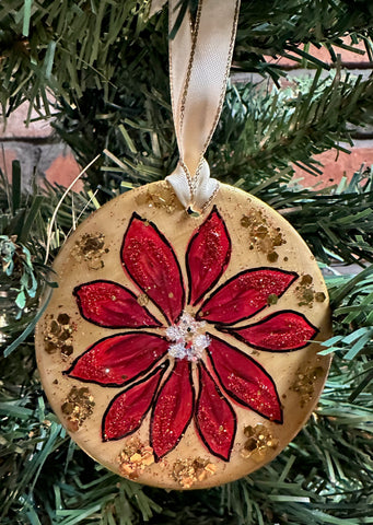 Hand painted ornaments - Gold poinsettia