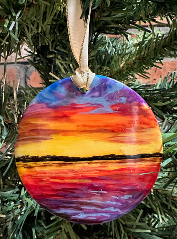 Hand painted ornaments - Sunset water ornament