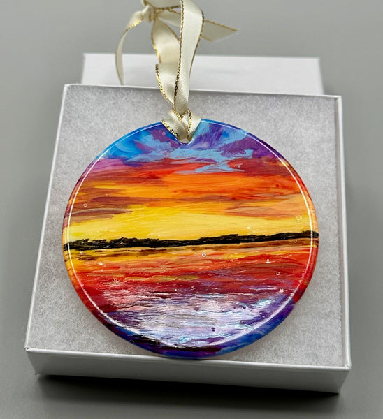 Hand painted ornaments - Sunset water ornament