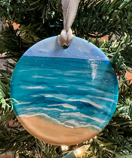 Hand painted ornaments - Coastal beach Christmas ornament