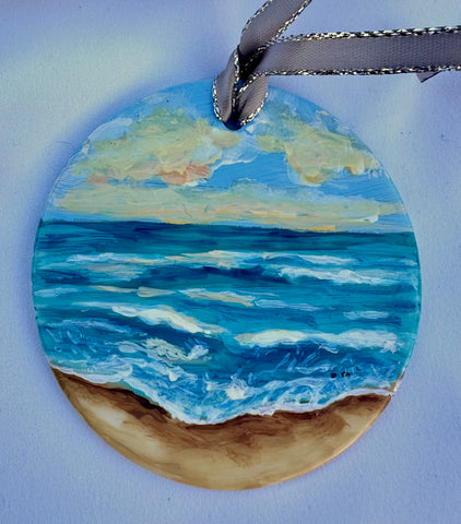 Hand painted ornaments - Coastal beach Christmas ornament