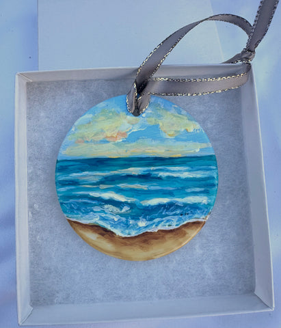 Hand painted ornaments - Coastal beach Christmas ornament