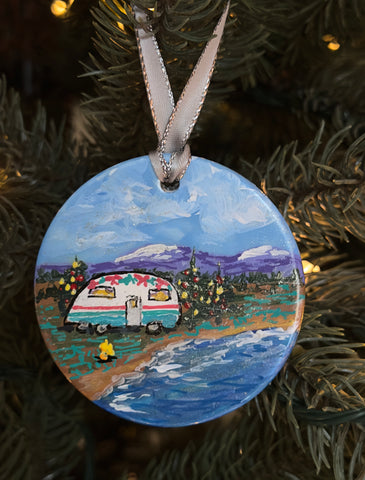 Hand painted ornaments - Camping scene