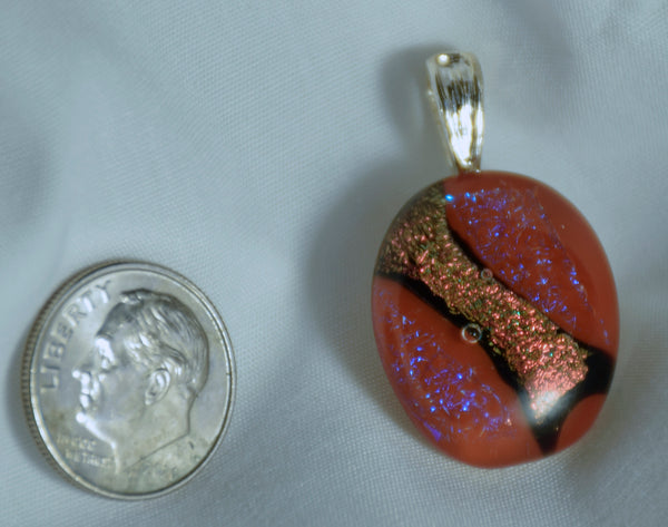 Fused dichroic glass pendent-bronze