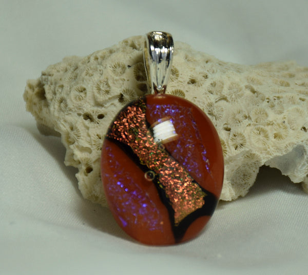 Fused dichroic glass pendent-bronze