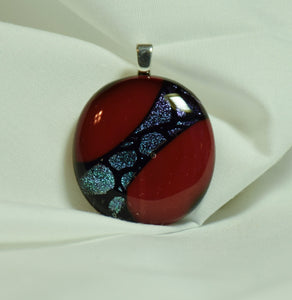 Fused dichroic glass pendent-red