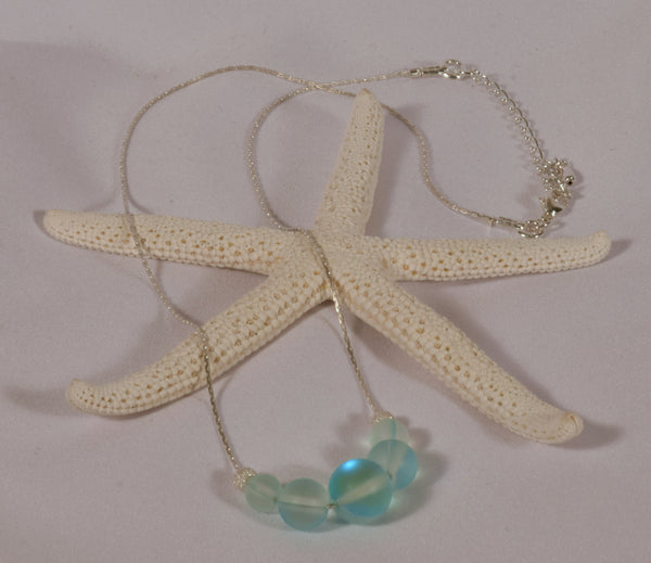 Mermaid glass iridescent necklace-light blue