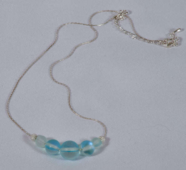 Mermaid glass iridescent necklace-light blue