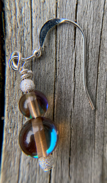 Mermaid glass, glowing  iridescent necklace-brown, green