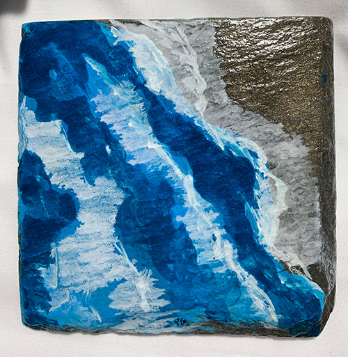 Ocean slate coasters, hand painted with an ocean scene