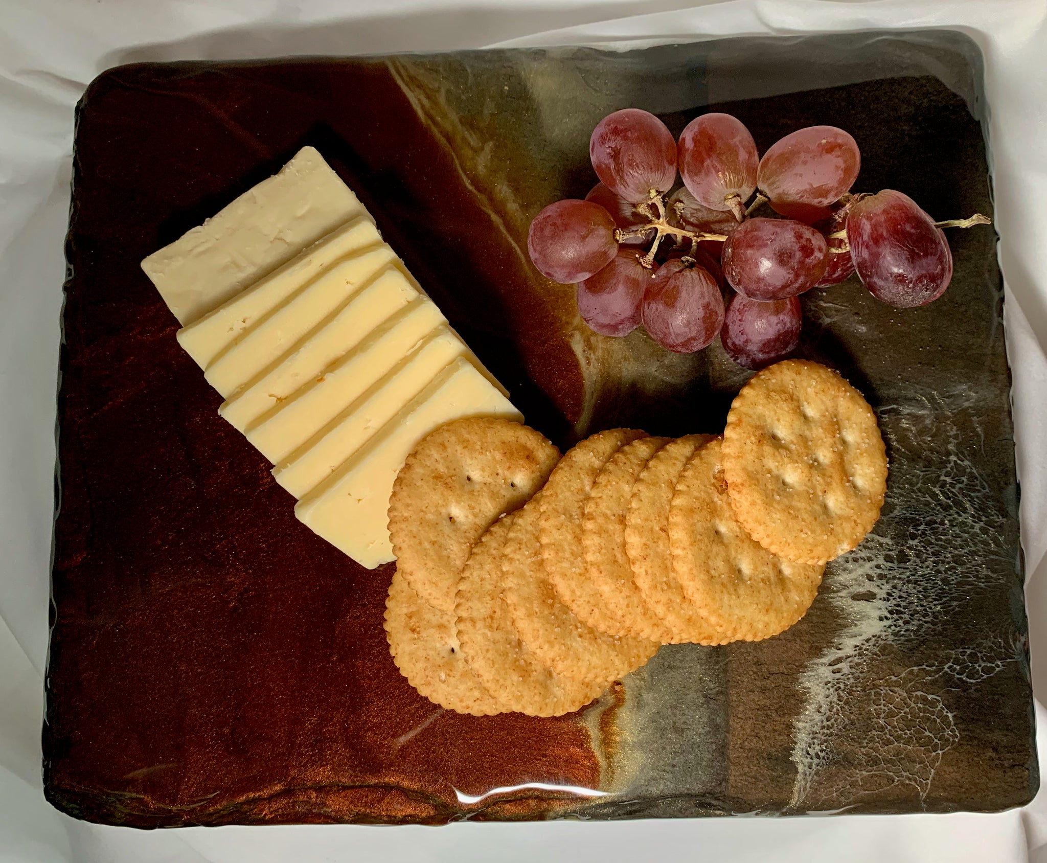 Bronze and gold charcuterie or slate serving tray