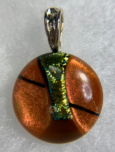 Fused dichroic glass pendent-bronze earring and pendant set