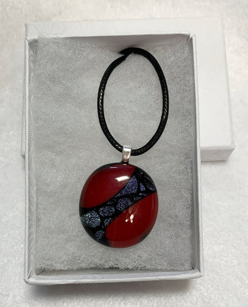 Fused dichroic glass pendent-red