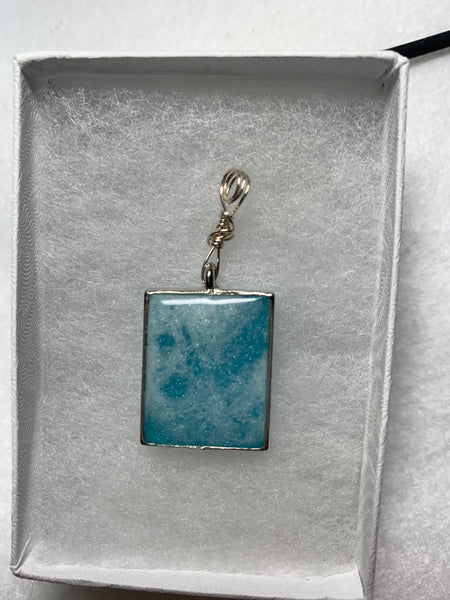 Resin pendent-blue clouds rectangle