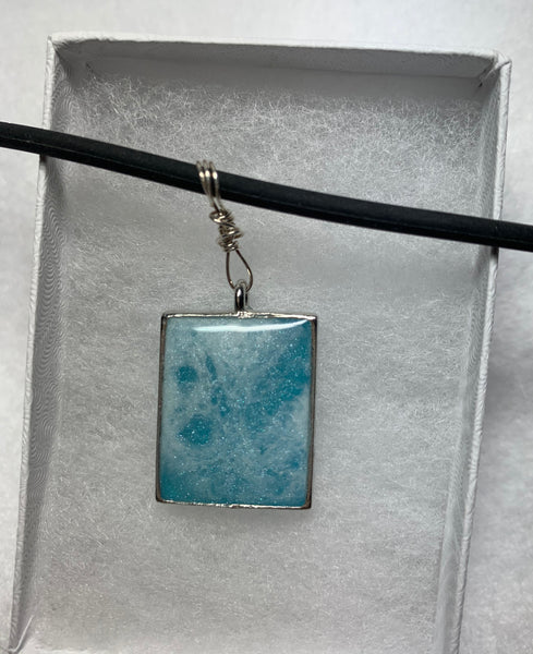 Resin pendent-blue clouds rectangle