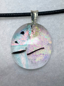 Fused dichroic glass pendent-clear black stripe
