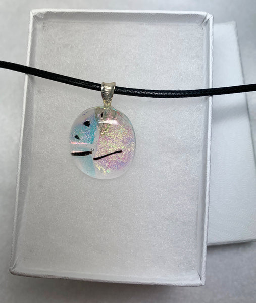 Fused dichroic glass pendent-clear black stripe