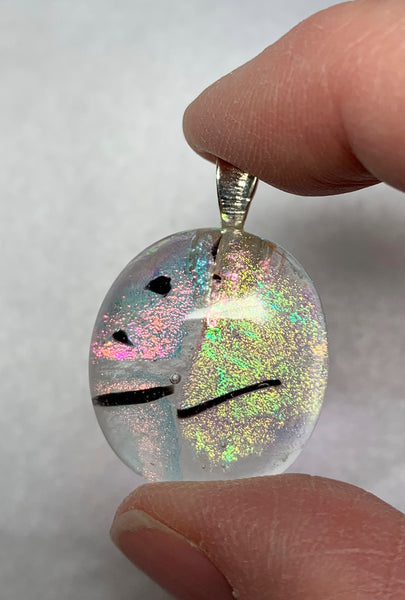 Fused dichroic glass pendent-clear black stripe