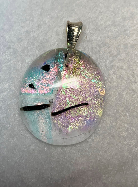Fused dichroic glass pendent-clear black stripe