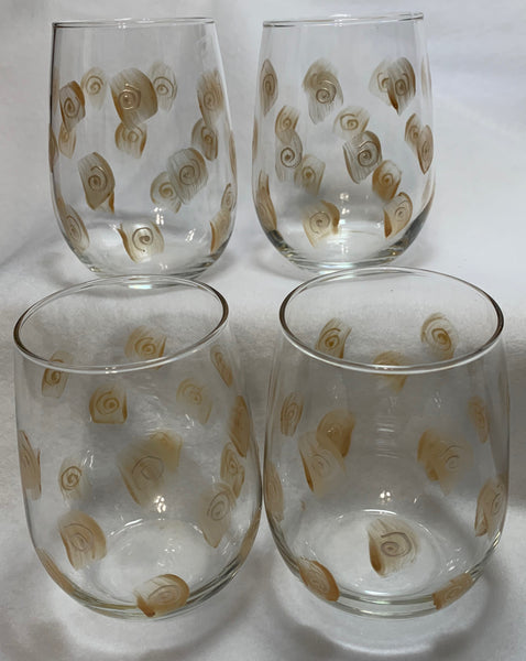 Hand painted stemless wine glasses