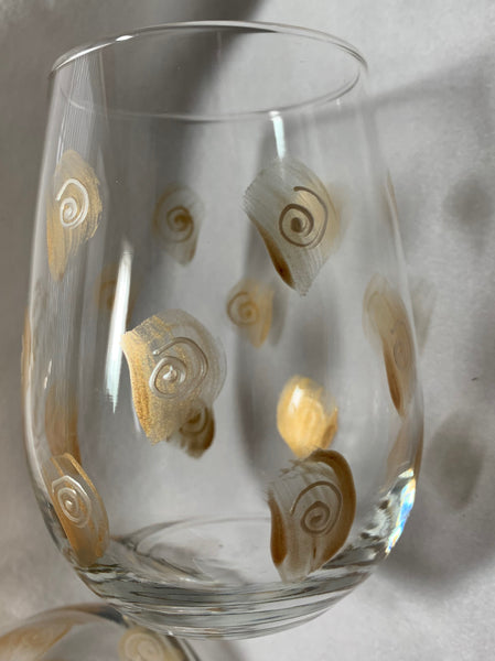 Hand painted stemless wine glasses