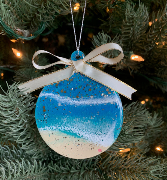 Resin Christmas ornament - Ocean wave beach theme