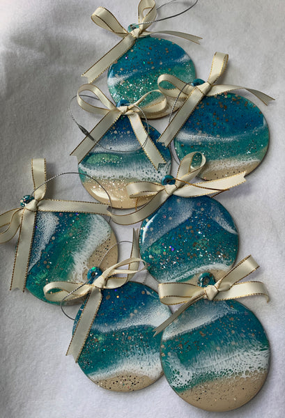 Resin Christmas ornament - Ocean wave beach theme