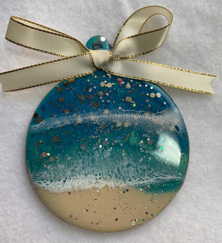 Resin Christmas ornament - Ocean wave beach theme