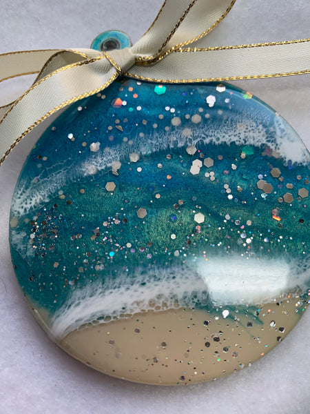 Resin Christmas ornament - Ocean wave beach theme