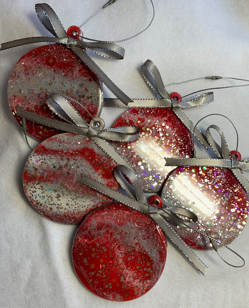 Resin Christmas ornament - Silver-red