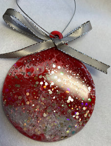 Resin Christmas ornament - Silver-red