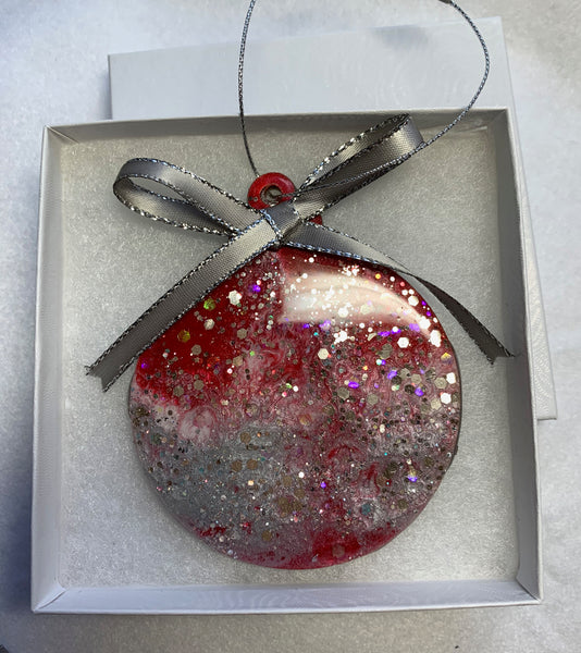 Resin Christmas ornament - Silver-red