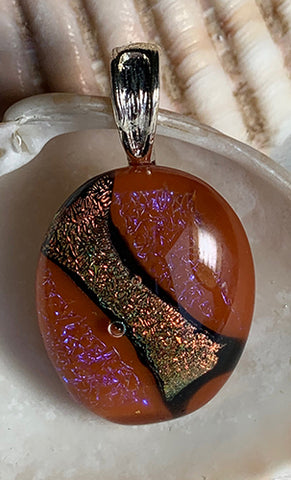 Fused dichroic glass pendent-bronze