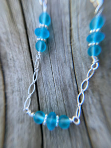 Sterling silver sea glass necklace or earrings-aqua