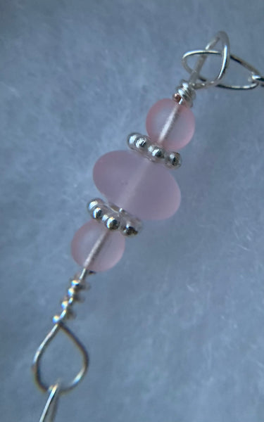 Sterling silver sea glass-pink necklace or earrings-pink